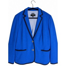 Talbots Aberdeen Royal Blue Blazer Size 16 Navy Trim Crest Buttons picture