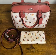 Coach pink & white with fruit with matching wallet picture