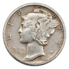 1944-S Mercury Dime VF Very Fine 90% Silver picture