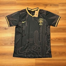 Nike Brazil CBF Soccer Jersey Shirt Men’s XL Black/Gold Dri-FIT picture