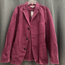 NWT J.Crew Wallace & Barnes Cotton Linen Chore Blazer Jacket Sz 40R Port Purple picture