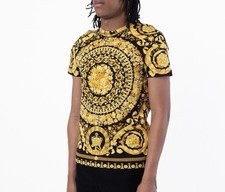 Versace Tshirt Jersey Fabric Wit Black And Gold SZ M $1200 picture
