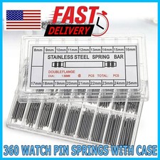 360 pc Watch PINS SPRING BARS Band Strap Link 8-25mm Repair Kit Stainless Steel picture