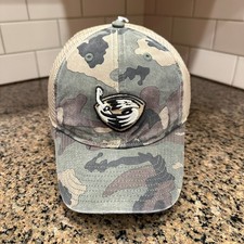 Vtg Y2K Mighty Ducks Reebok NHL Camo Trucker Hat Old Orchard Beach Deadstock picture