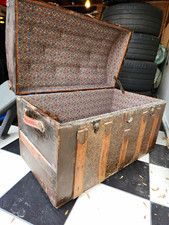 Antique Victorian Dome Top Steamer Trunk (c. 1880s) – Original Paisley Lining picture