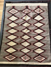 Antique Native American Navajo 63”x45” Wool Rug Diamond  Blanket Vintage NICE picture