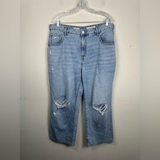 Pilcro Jeans Women 16W Light Blue Excellent Distressed Cropped Wide Leg Anthro picture