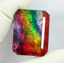 Ammolite Opal-Like 50+ Ct Doublet Organic Natural Certified Loose Gemstone picture