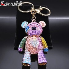 Cute Teddy Bear Rhinestone Bling Keychain Sparkly Bag Charm Key Ring Gift New picture