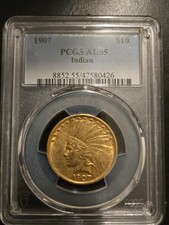 1907 First Year of Issue $10 Gold Indian Coin PCGS AU55 'NO MOTTO' picture