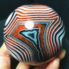 RARE 467G 69mm Natural Polished Silk Banded Lace Agate Ball Madagascar AB1640 picture