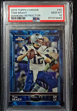 Topps 2015 Chrome Tom Brady #50 Blue Diamond Refractor PSA 10 Patriots picture