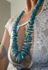 Vintage Santo Domingo Native American Genuine Turquoise & Heishi Necklace 925 picture