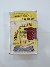 Vintage 1950s Rubbermaid Kar-Rug Coasters Set of 8 Original Box MCM Multicolor picture