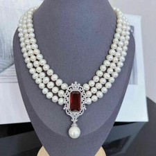 4 strands 8-10.5mm south sea white pearl necklace 18