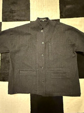 Vtg Shirin Guild Black Wool Blazer Jacket Fabulous Boxy Lagenlook Pockets Sz S picture