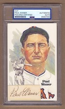 Paul Waner Signed AUTO 1920s Cut Signature Perez Steele Postcard Display PSA/DNA picture