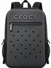 Crocs Backpack Black Laptop School Book Bag Large Zip Pockets Padded Straps NWT picture