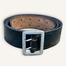 WWII German Wehrmacht Double Claws Heer Officer Black Leather Belt Marked 105 picture