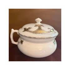 Antique 1880s English Ironstone Covered Chamber Pot Cumberlidge Humphreys Gilt picture