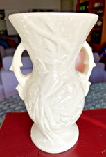VTG McCoy Vase Pottery Bird of Paradise Ivory Two Handled 8.5