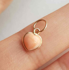 18k Gold Heart Japanese Coral Charm Natural Gemstone Pendant Handmade Necklace picture