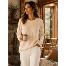 MATE The Label 100% Organic Cotton Crewneck Sweatshirt Beige Small Made in LA picture