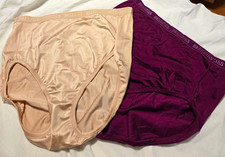 NEW Breezies Women's High Rise Stretch Brief Panties 2 Pack Beige Burgundy 1X picture