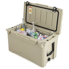 50 QT Rotomolded Cooler Convenient Handles Ice Retention for 5-7 Days Tan picture