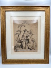 Antique 18th C Francois Boucher Chinese Engraving P Aveline Huquier Framed picture