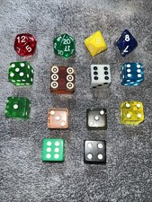 Lot of 14 Vintage Dice Translucent Red, Blue, Yellow Dice LOOK  picture