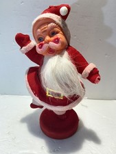 VTG Flocked Santa Claus Figure Red Velvet Christmas Mid Century see description  picture