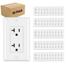 50Pack Outlet Socket, Decora Duplex Receptacle, 20 Amp 125 Volt Tamper Resistant picture