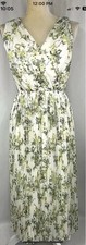 Alex Marie Dress Blouson Midi 18 Pleated Sleeveless Modest White Green New picture