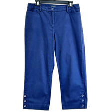 Talbots The Perfect Skimmer Capri Pants Size 8 Cotton Navy Blue Crop Pants picture