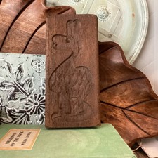 Vintage Dutch Wooden Cookie Mold Carved llama Alpaca Rustic Kitchen Decor Folk picture