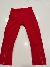 Lululemon Swift Speed High-Rise Crop Size 4 Red Leggings picture