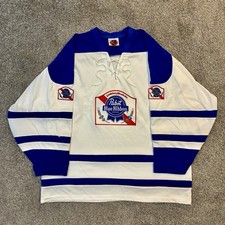 Vintage Pabst Blue Ribbon PBR Hockey Jersey K1 Sportswear XXL Blue White USA picture