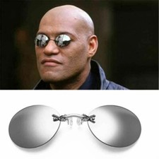 Clip On Nose Glasses Round Rimless Matrix Morpheus Sunglasses Frameless Vintage picture