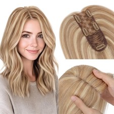 Hairro Hair Toppers For Women Real Human Hairpieces 2.25X6 Base Clips On 360 3D picture