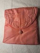 Vtg 1940's Peach Satin Lingerie Quilted Hosiery Fully Lined Pouch Envelope Bag picture