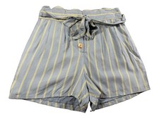 Harper Heritage Francesca’s Striped Paperbag Waist Shorts Blue Yellow Size S NWT picture