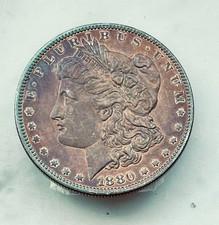 ANTIQUE VF 1880-O TONED MORGAN SILVER DOLLAR COIN picture
