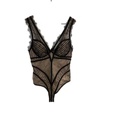 VTG Y2K Black Lace Bebe Bodysuit Womens M picture