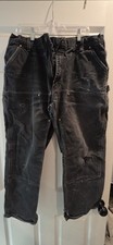 Distress Vintage Carhartt  Work Pants Black Cotton Canvas 40x30 B01-BLK USA picture