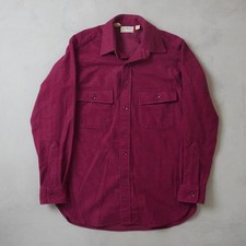 Vintage LL Bean Chamois Cloth Shirt 15 Mens Medium Burgundy Maroon USA Made 90s picture