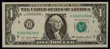 1977 $1 FRN Federal Reserve Note - FR 1909H - Low Serial No 150 - UNC - CU0039 picture