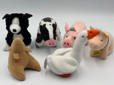 Vintage 1995 McDonalds Babe Movie Happy Meal Plush Toy Lot of 6 Farm Animals picture