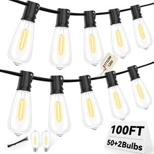 ST40 LED Outdoor String Lights 100FT with 50+2 Bulbs, E17 Socket, 0.6W, 2700K... picture