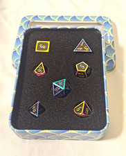 7-Piece Polyhedral RPG DND Dice Set D4-D20 Iridescent w/ Metal Tin picture